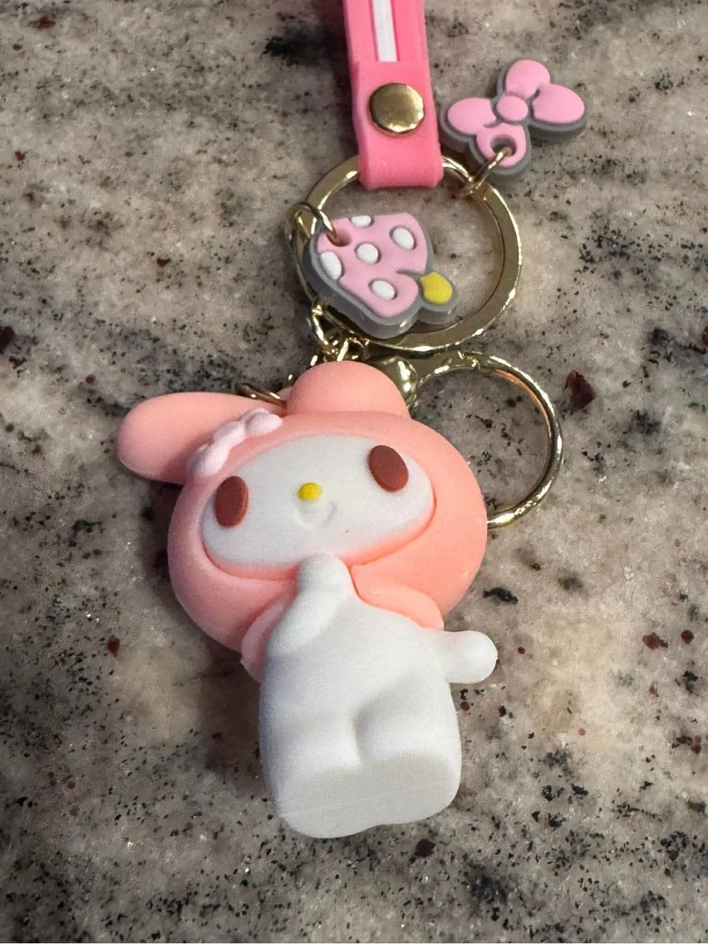 Sanrio My Melody Pink & White 3D Keychain with Bow Charm